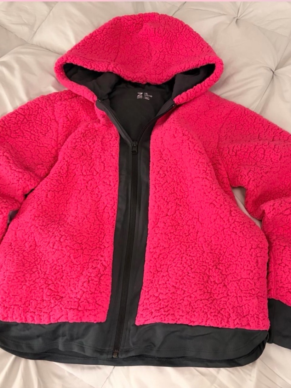 Zella Bright Pink Hooded Sherpa Puffer Jacket